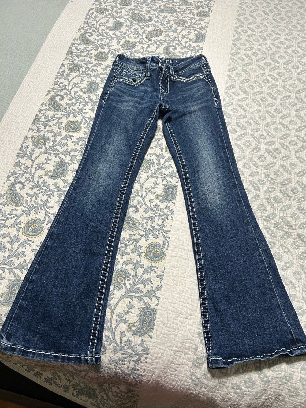 Grace in LA Dark Blue Flare Jeans for Kids